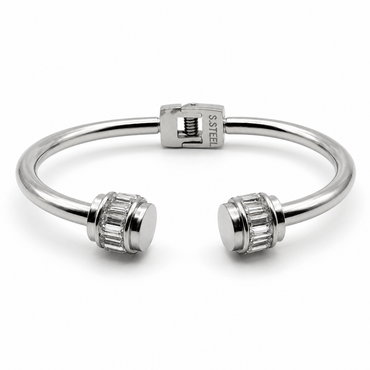 Crystal Accent Hinged Cuff Bangle
