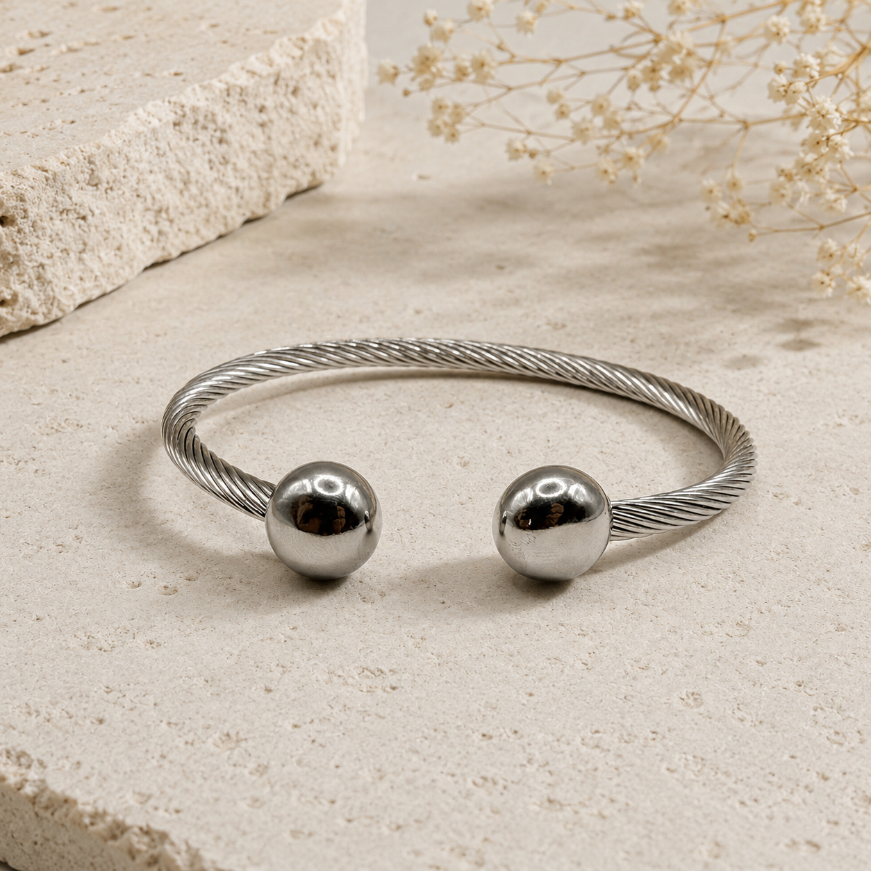 Classic Cable Orb Bangle