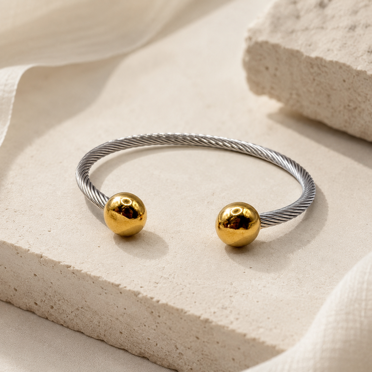 Classic Cable Orb Bangle
