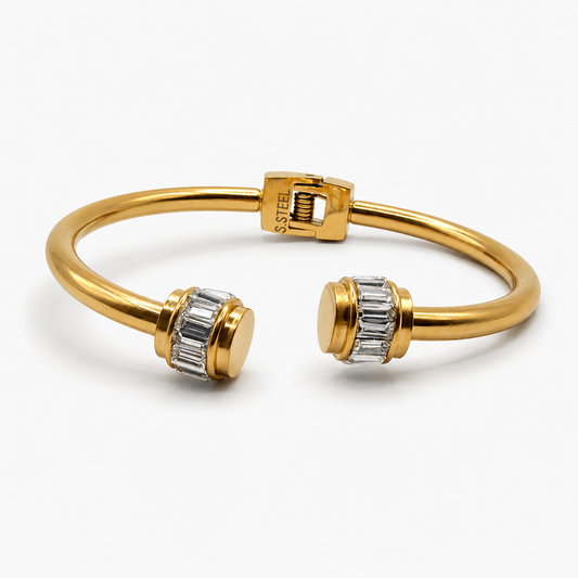 Crystal Accent Hinged Cuff Bangle