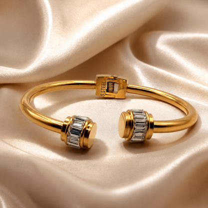 Crystal Accent Hinged Cuff Bangle
