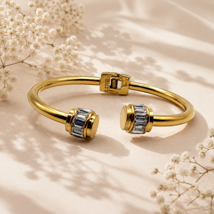 Crystal Accent Hinged Cuff Bangle