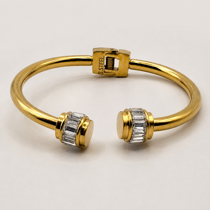Crystal Accent Hinged Cuff Bangle