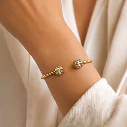 Crystal Accent Hinged Cuff Bangle