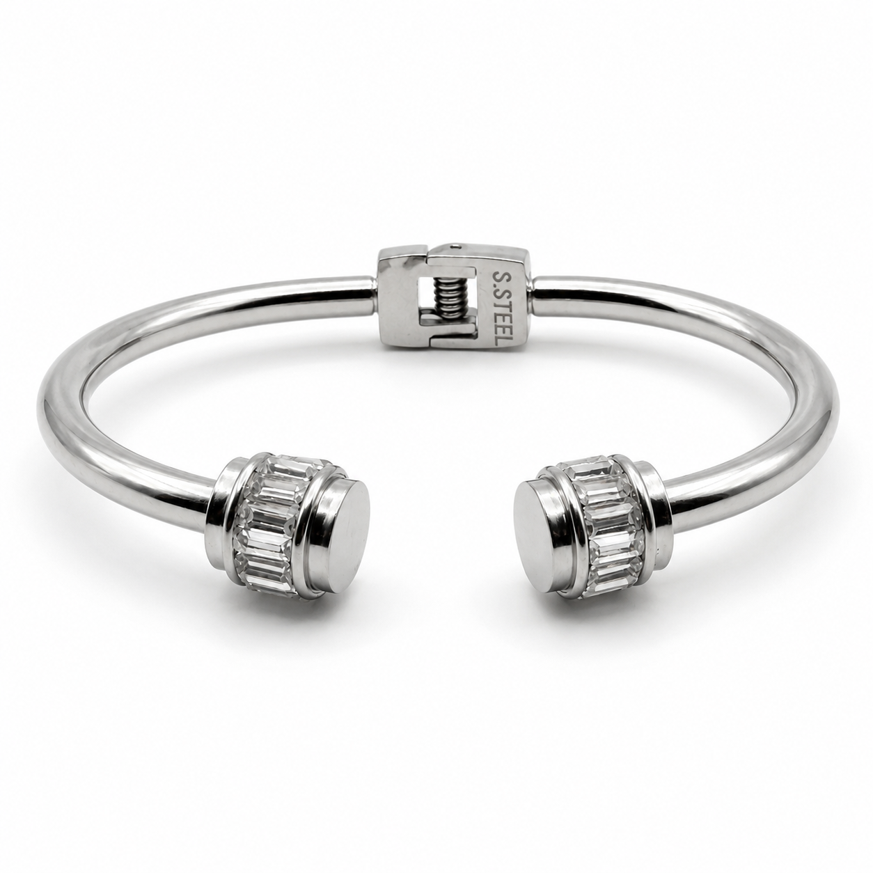 Crystal Accent Hinged Cuff Bangle