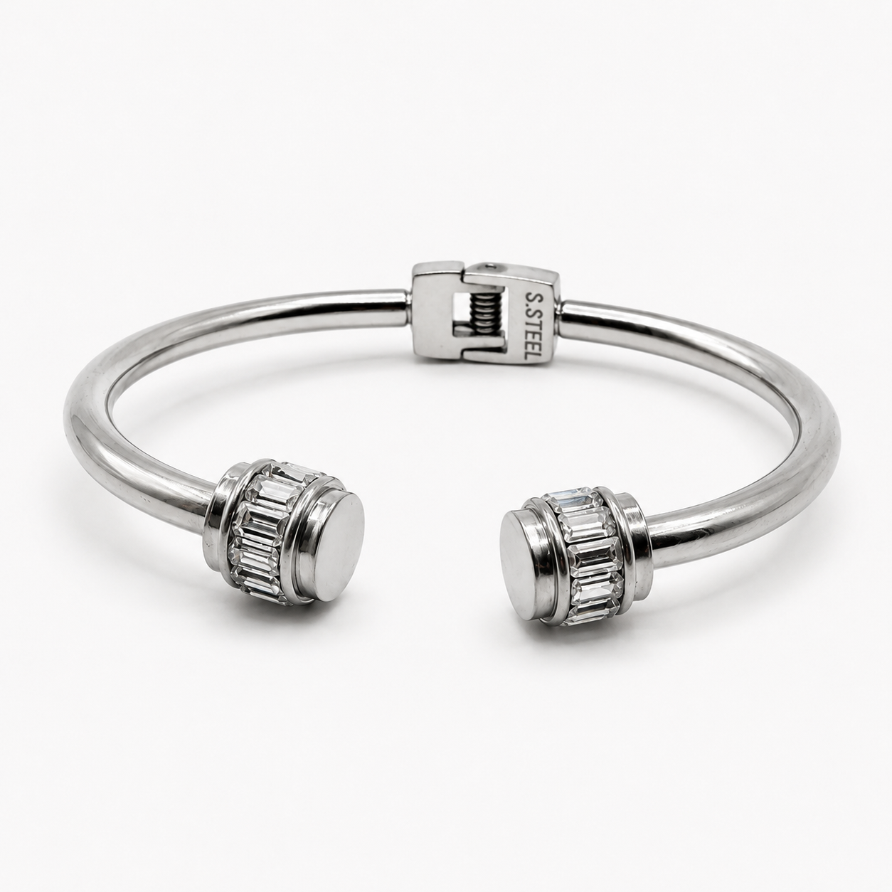 Crystal Accent Hinged Cuff Bangle