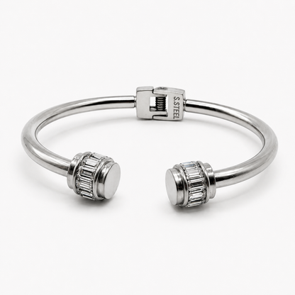 Crystal Accent Hinged Cuff Bangle