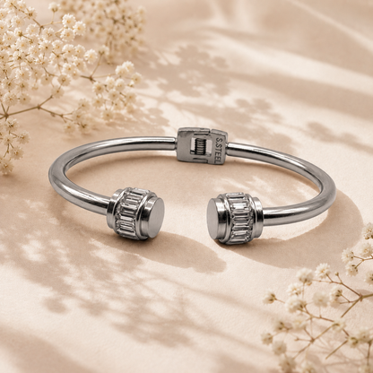Crystal Accent Hinged Cuff Bangle