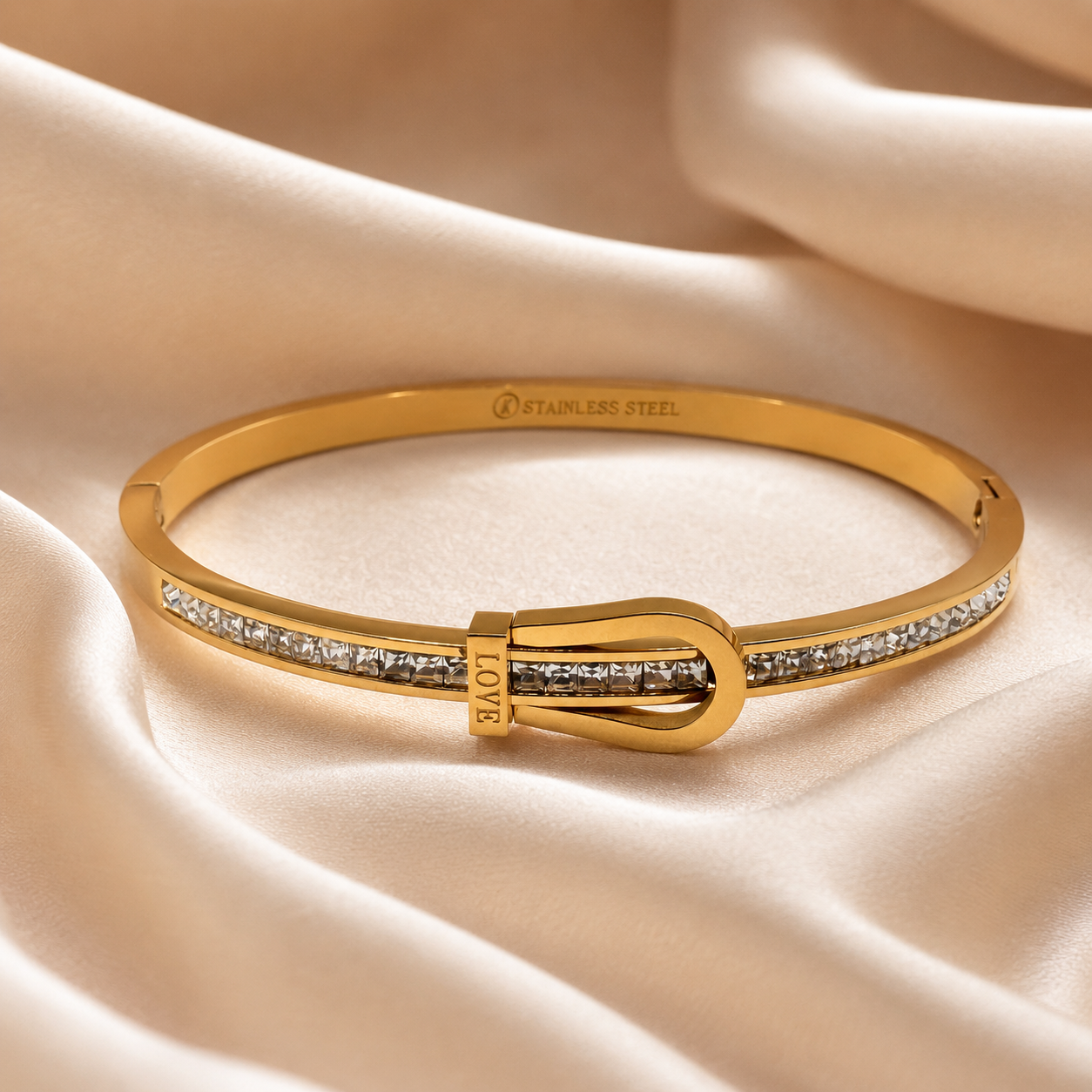 Crystal Belt Buckle Bangle