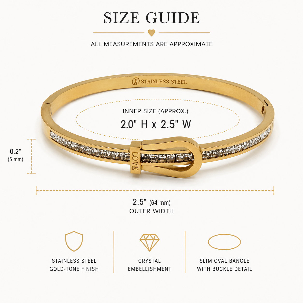 Crystal Belt Buckle Bangle