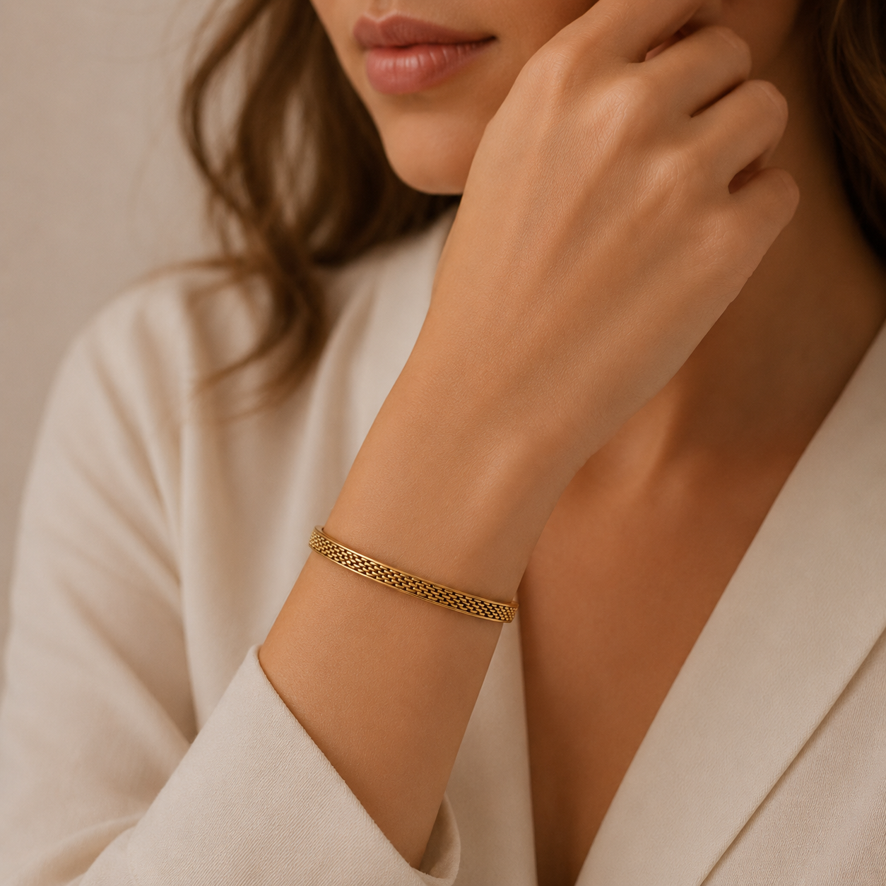 Gold Woven Cuff Bracelet