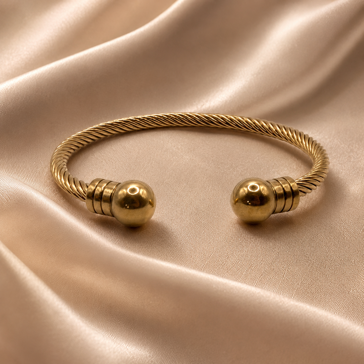 Twisted Ball Cuff Bangle
