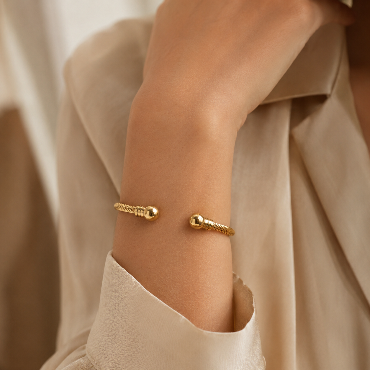 Twisted Ball Cuff Bangle