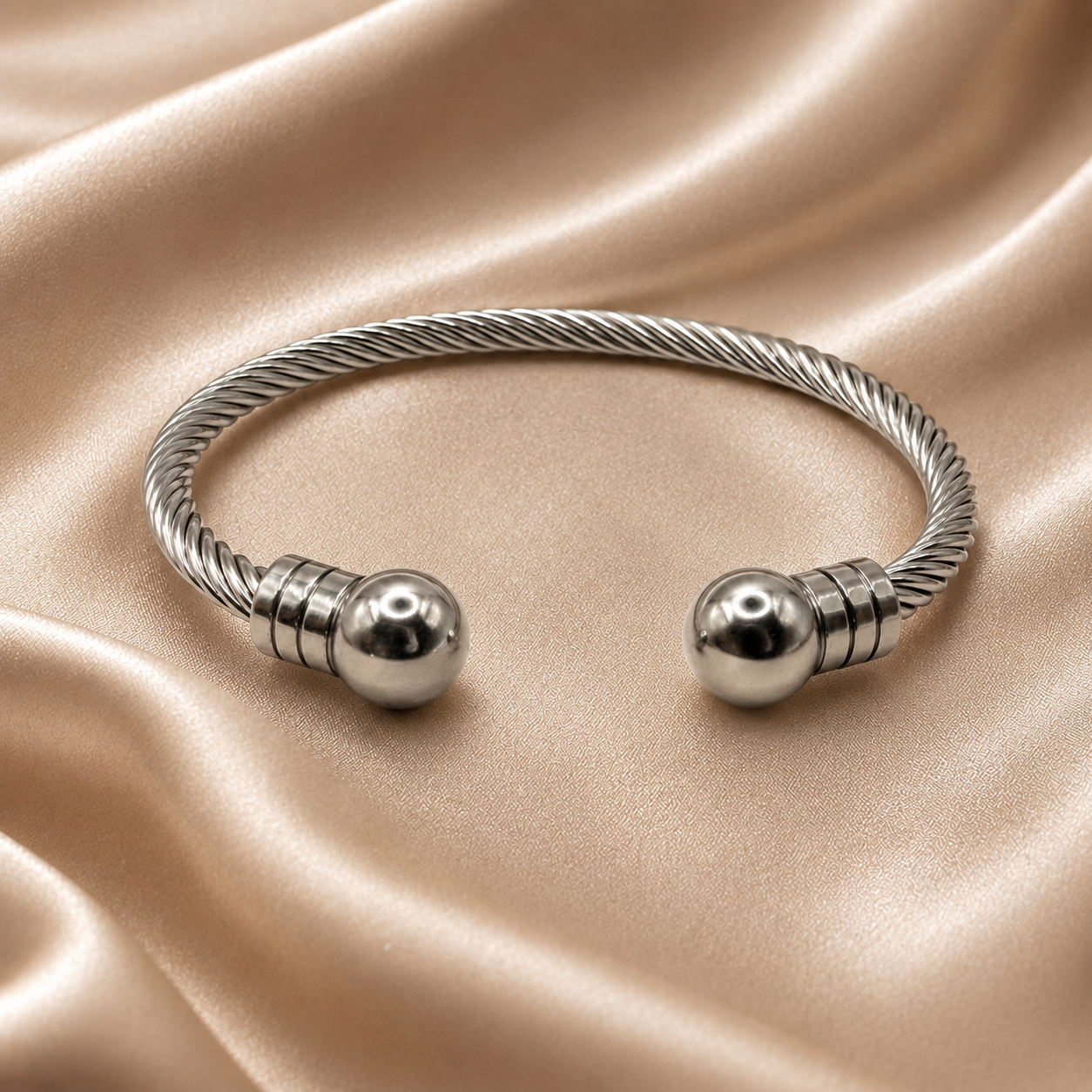 Twisted Ball Cuff Bangle