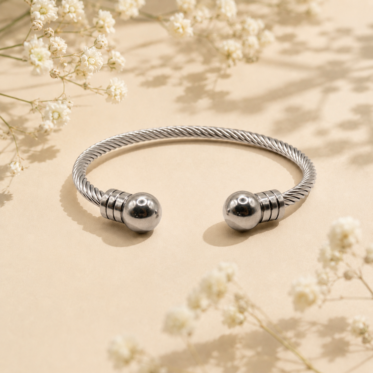 Twisted Ball Cuff Bangle