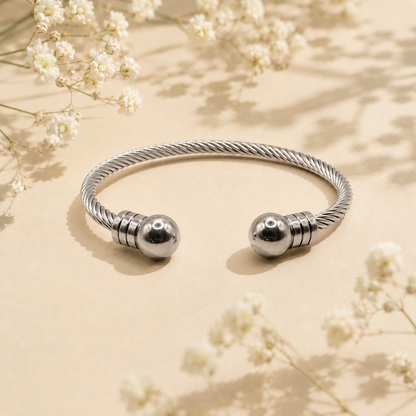 Twisted Ball Cuff Bangle