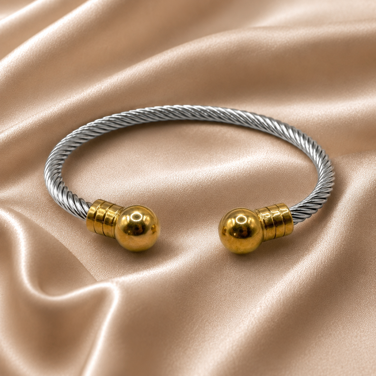 Twisted Ball Cuff Bangle