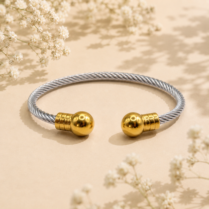Twisted Ball Cuff Bangle