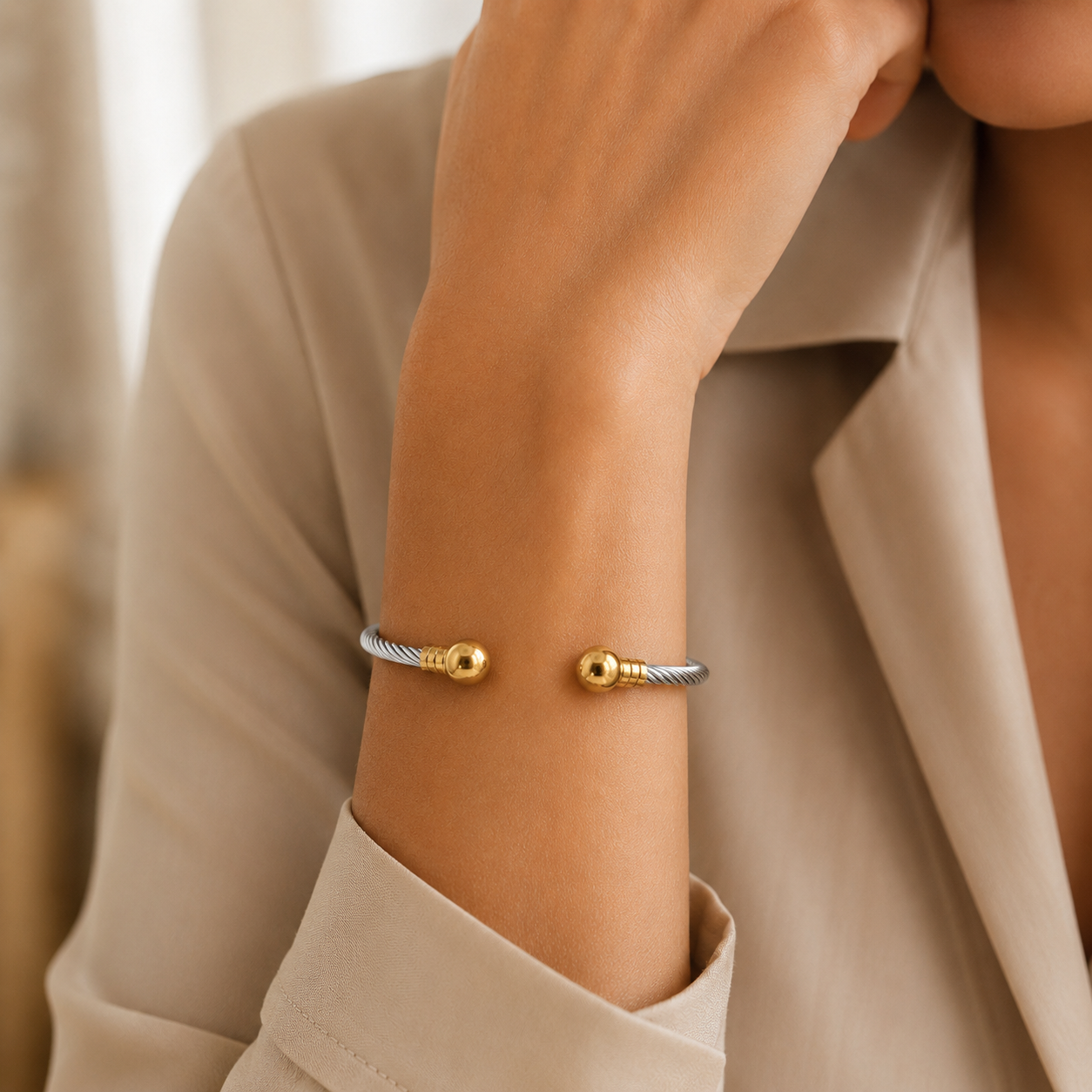Twisted Ball Cuff Bangle