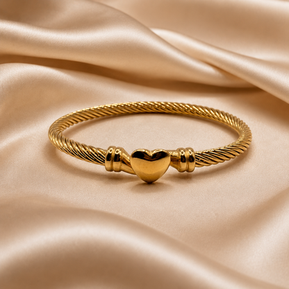 Twisted Heart Cable Bangle