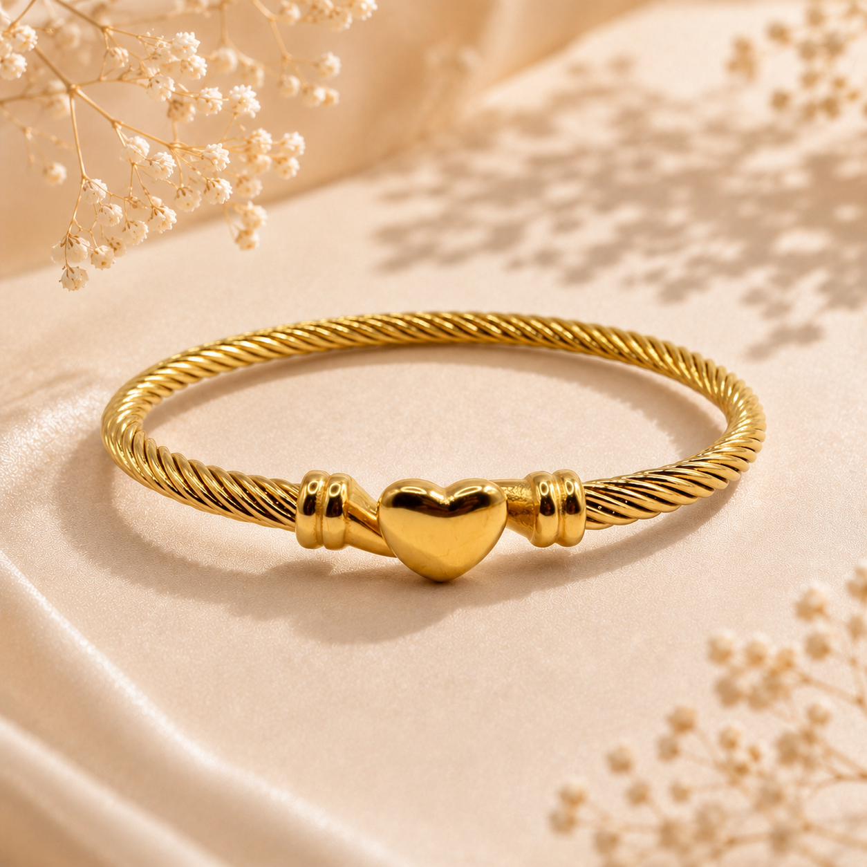 Twisted Heart Cable Bangle