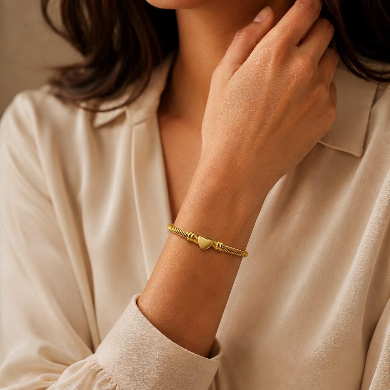 Twisted Heart Cable Bangle