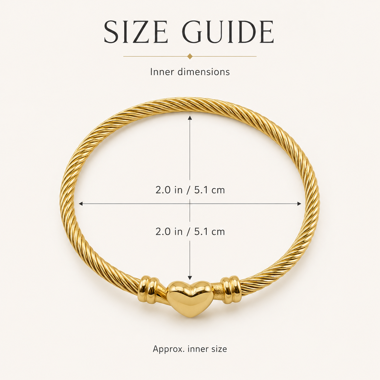 Twisted Heart Cable Bangle