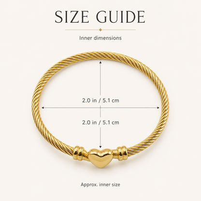 Twisted Heart Cable Bangle