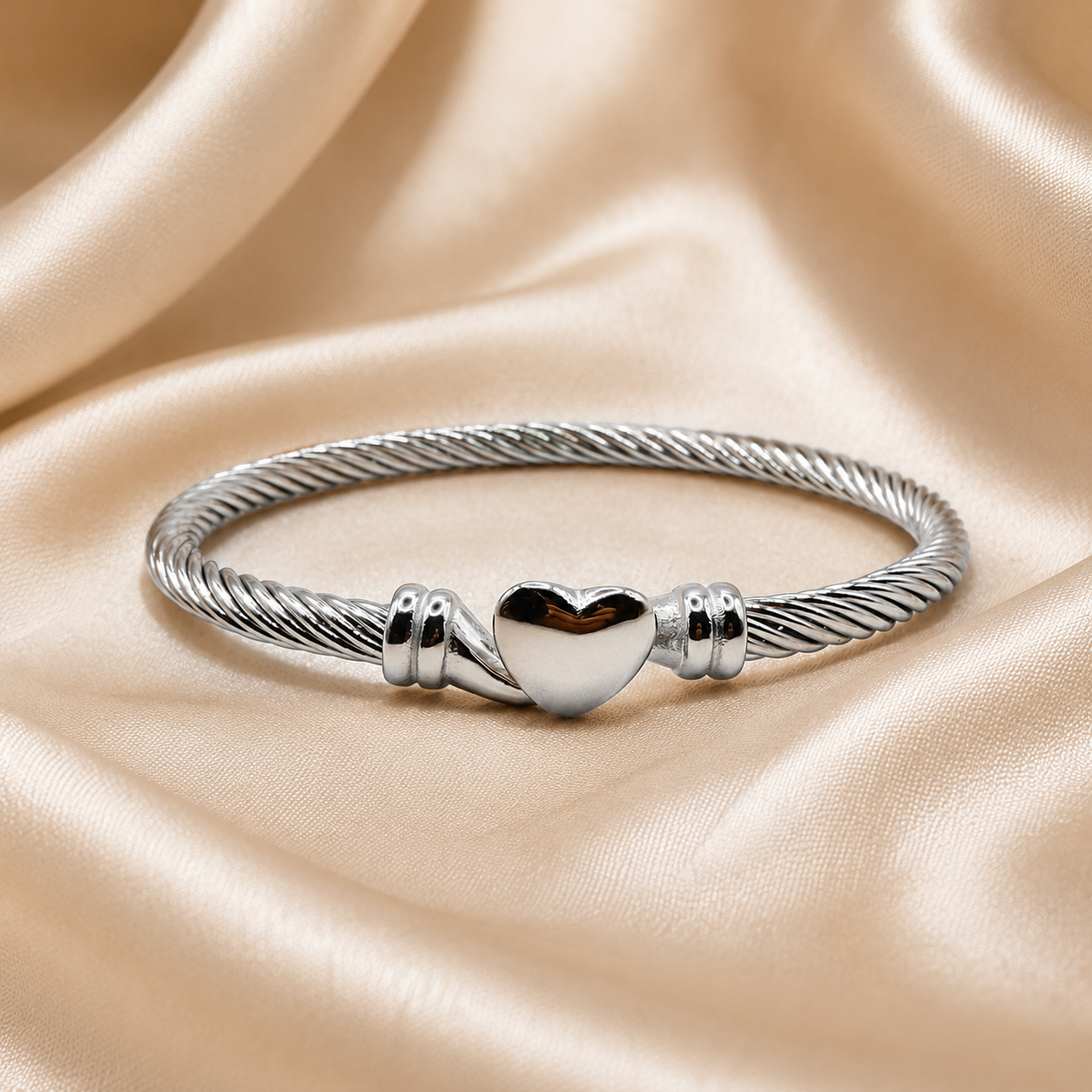 Twisted Heart Cable Bangle