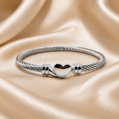 Twisted Heart Cable Bangle