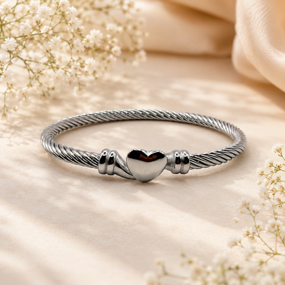 Twisted Heart Cable Bangle