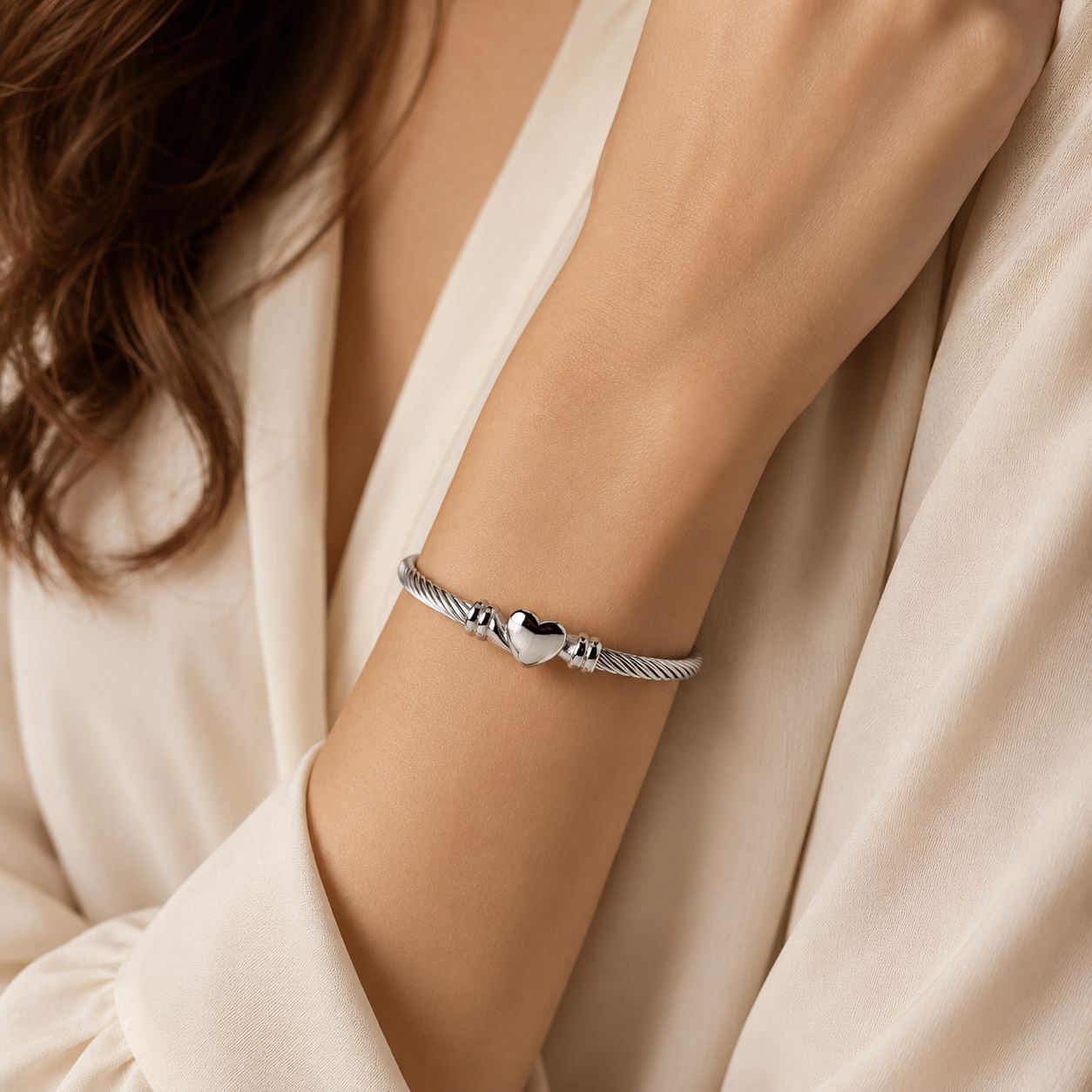 Twisted Heart Cable Bangle